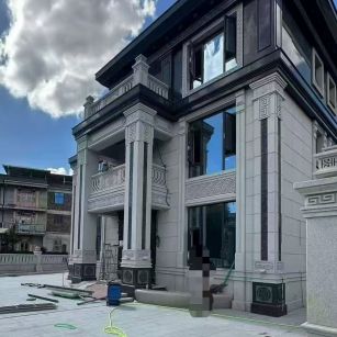 嘉兴 别墅干挂，芝麻白与芝麻黑完美配合