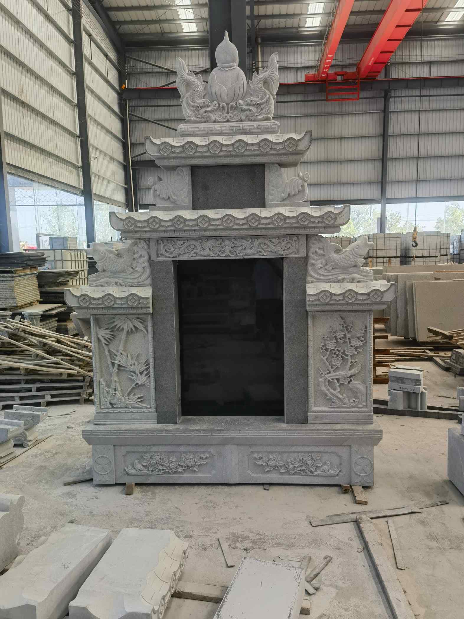 嘉兴 芝麻灰高档墓碑、土墓，一套也支持定做